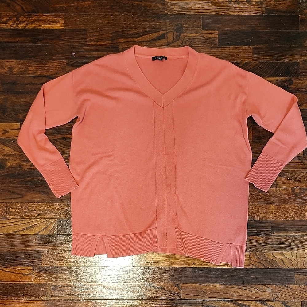 H by Halston Coral VNeck Sweater Lightweight Casual
